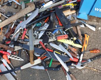 Knuckle dusters, bullets, knives and a bayonet seized from regions weapon surrender bins